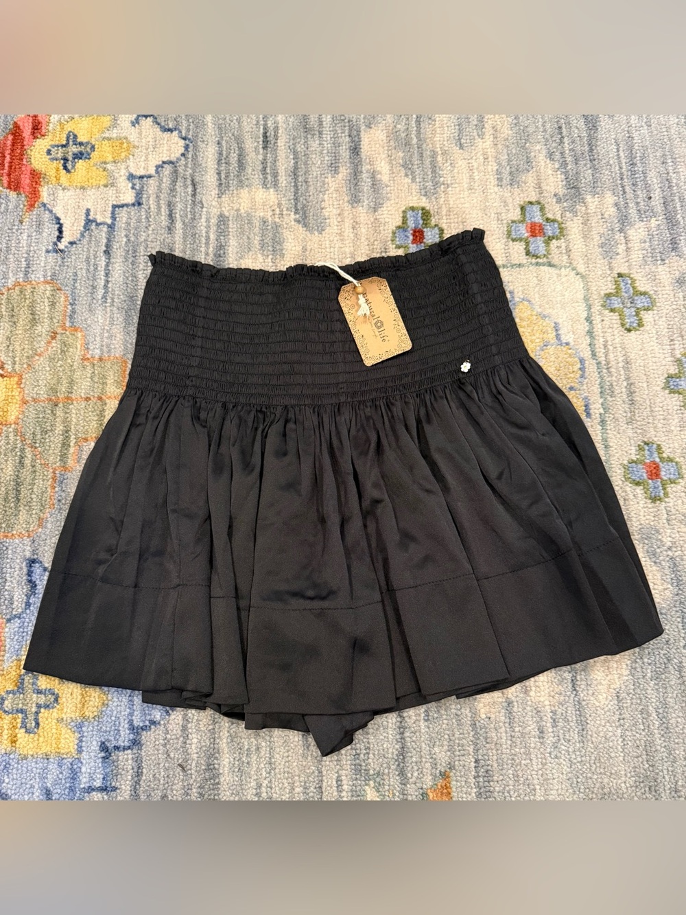 New Women’s Natural Life Daisy Skort High Waisted Satin Skort Sleek Black Small - Picture 2 of 6
